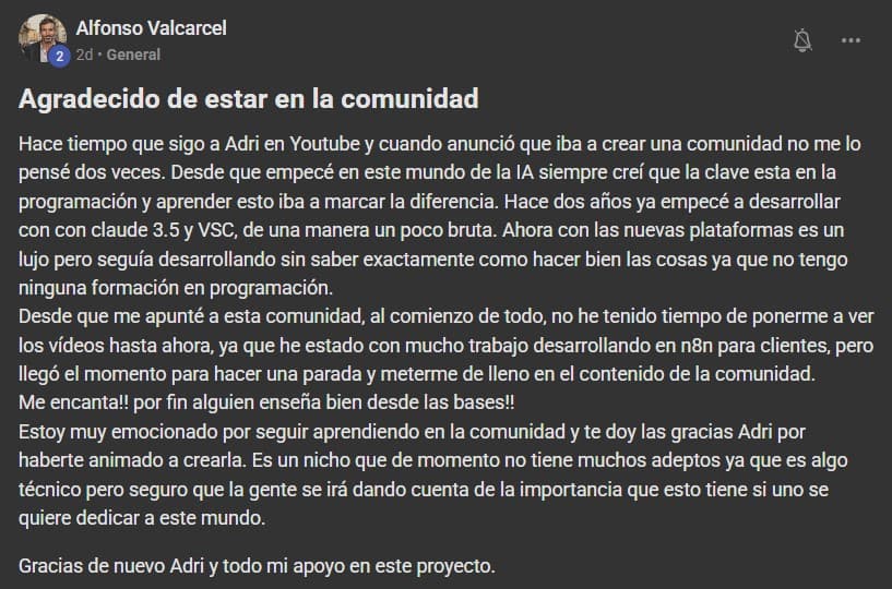 Testimonio de Alfonso Valcarcel